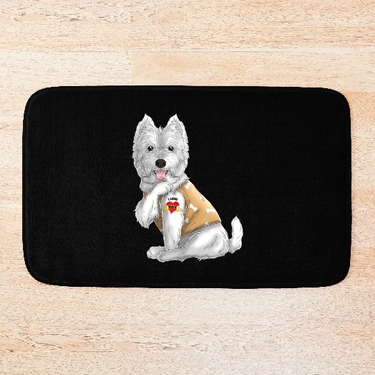 westie i love mom tattoo dog funny mors day gift Bath Mats
