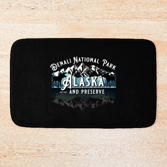 Denali National Park Alaska Ak Usa Moose Souvenir Bath Mats