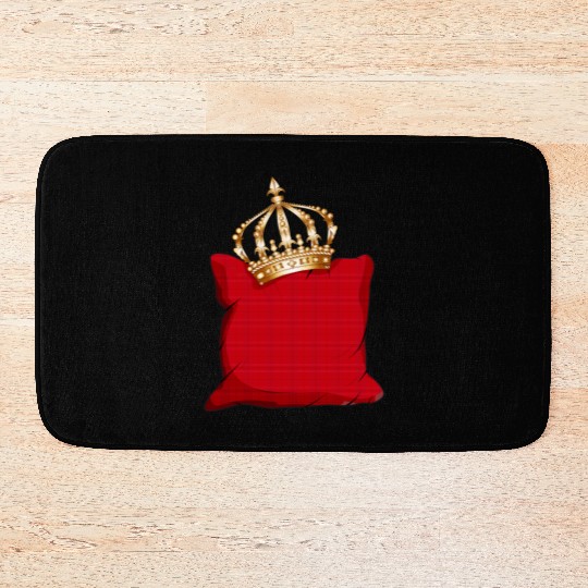 red royal checked pillow with golden crown Bath Mats