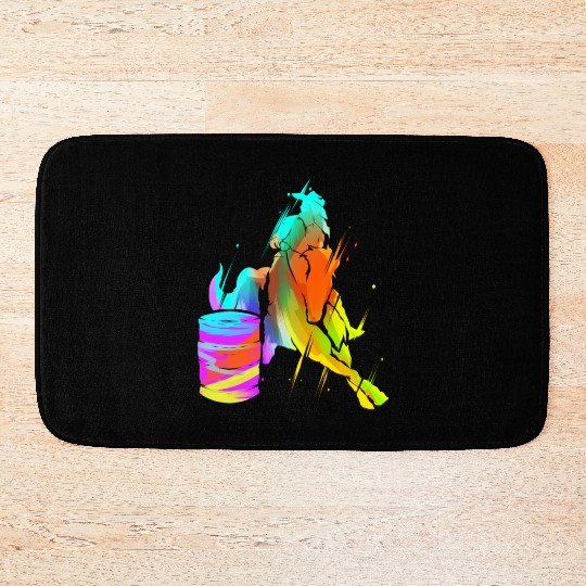 Barrel Racing Horse Riding Rodeo Colorful Cowgirl Bath Mats