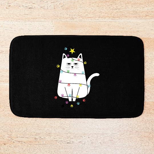 Grumpy Christmas Cat, Funny cat Women’s Christmas Bath Mats