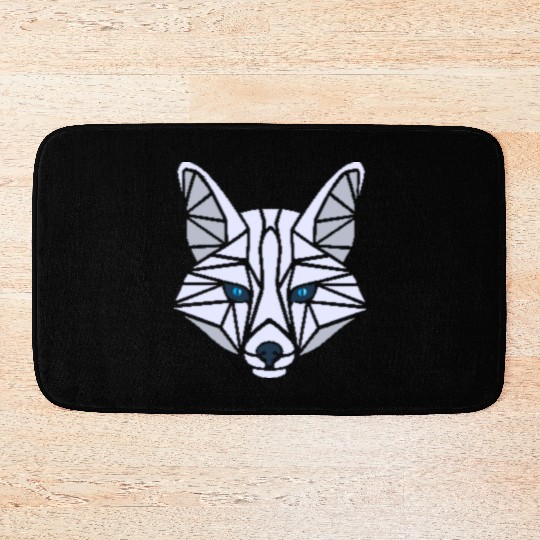White Fox with blue eyes Bath Mats