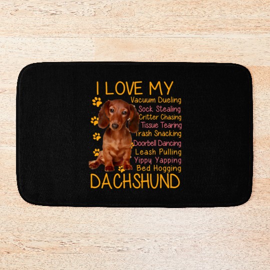 I Love my Red Dachshund Weiner-Dog Doxie Funny Bath Mats