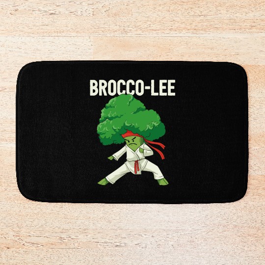 Brocco Lee Broccoli Karate Vegan Vegetarian MMA Bath Mats