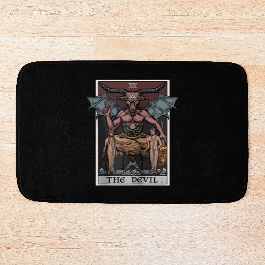 The Devil Tarot Card Halloween Baphomet Satanic Ba Bath Mats