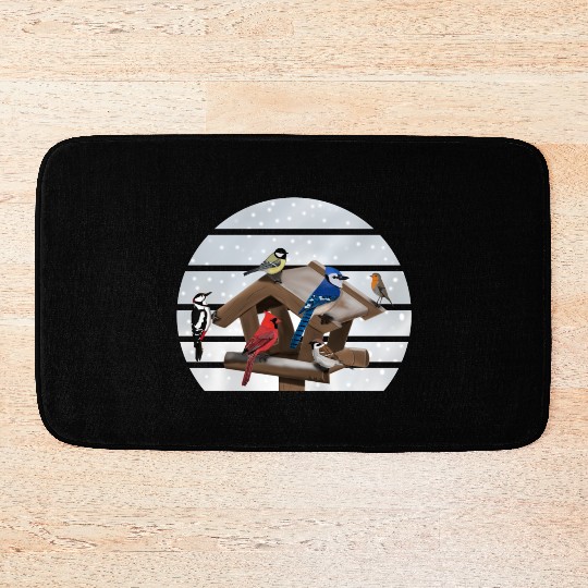 Birds Bird House Cardinal Blue Jay Robin Sparrow Bath Mats