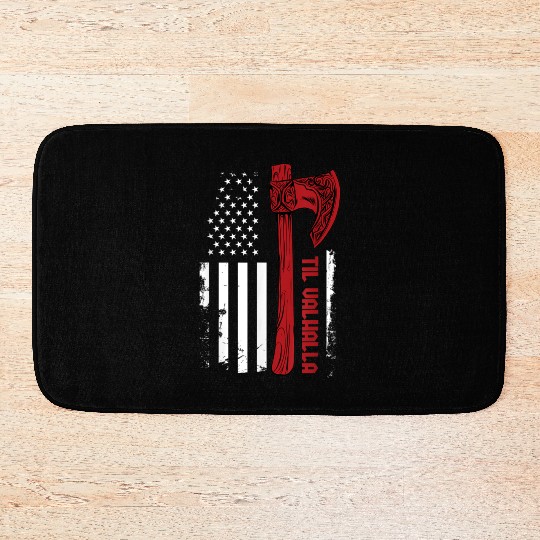 Viking Axe Flag Til Valhalla Norse Mythology Bath Mats