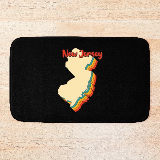 New Jersey Map Outline Vintage Retro Nj Home State Bath Mats