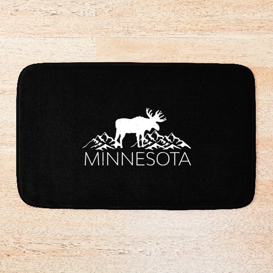 Minnesota Moose And Mountains Souvenir Nature Bath Mats