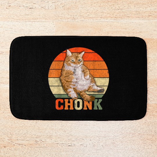 Funny Overweight Chubby Chonk Cat Meme Memes Bath Mats