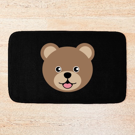 Cute Brown Teddy Bear Face Bath Mats