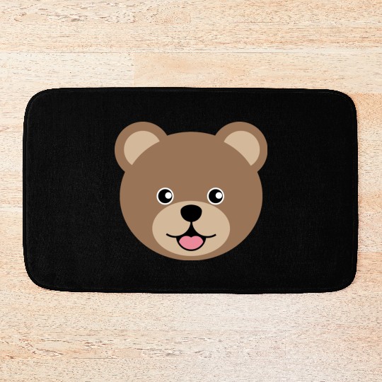Cute Brown Teddy Bear Face Bath Mats