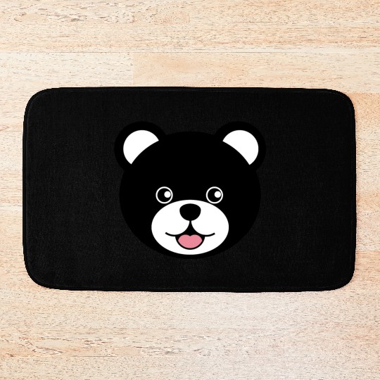 Cute Black Teddy Bear Face Bath Mats