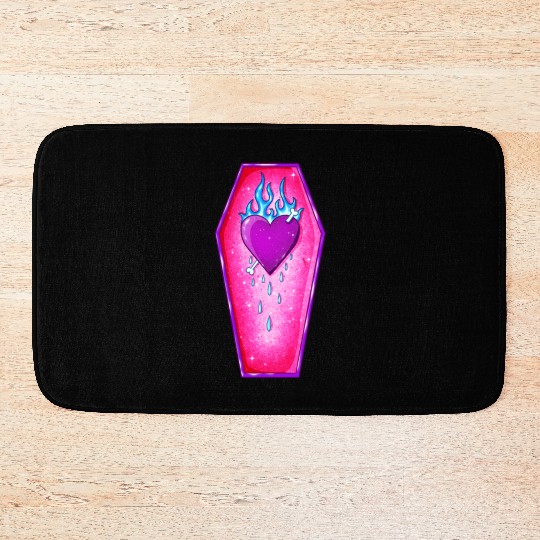 Pastel Goth Love Coffin Heart Bath Mats