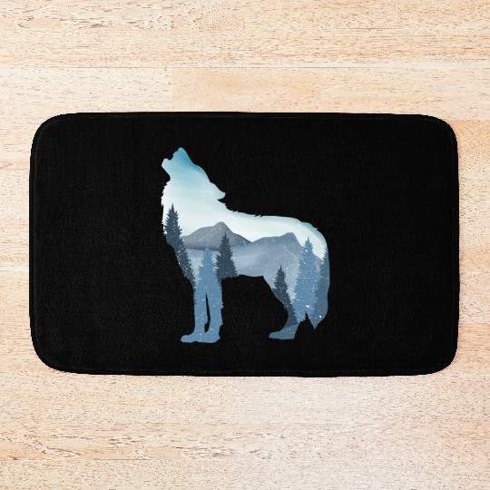 Alpha Wolf Art - Nature Background Bath Mats