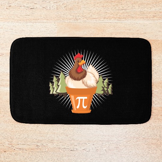 Chicken Pot Funny Pi Day Math lover 3.14 Bath Mats