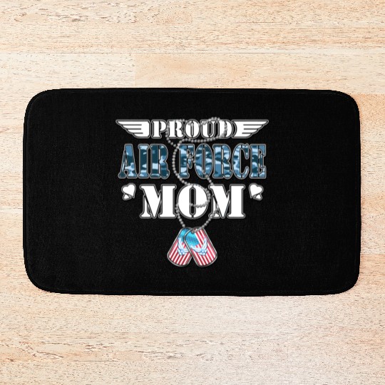 Proud Air Force Mom Us Flag Dog Tags Wings Militar Bath Mats