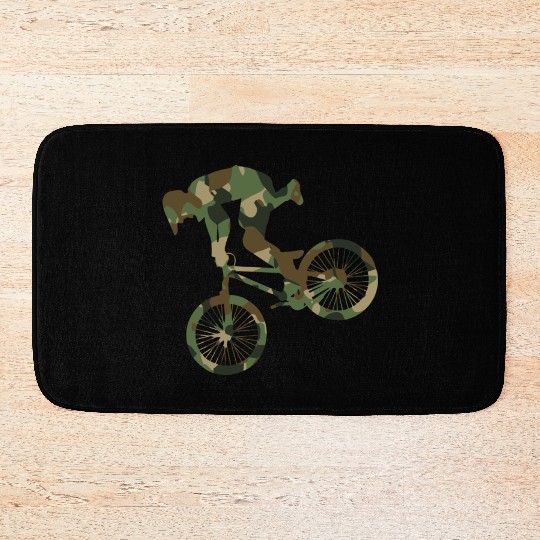 Vintage BMX Bike Racing Camouflage Bath Mats