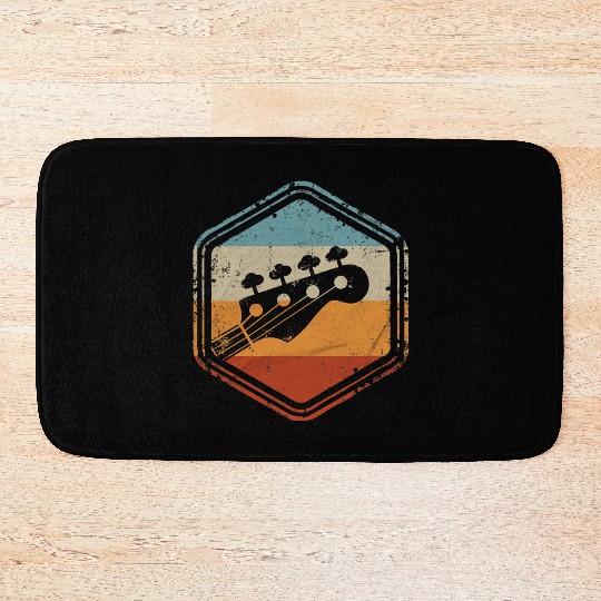 Bass Guitar Vintage Headstock for Bassist and Bass Bath Mats