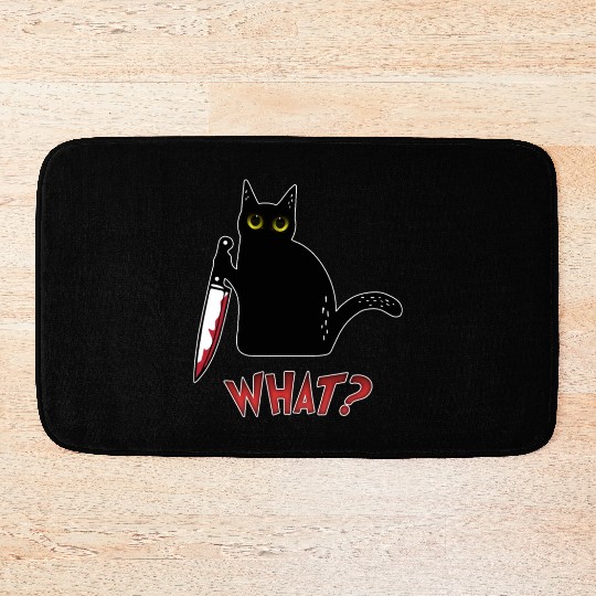 Cat What - Murderous Cat With Knife Bath Mats