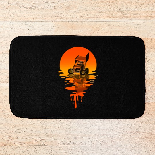Vintage Retro Style Sprint Car Racing Bath Mats