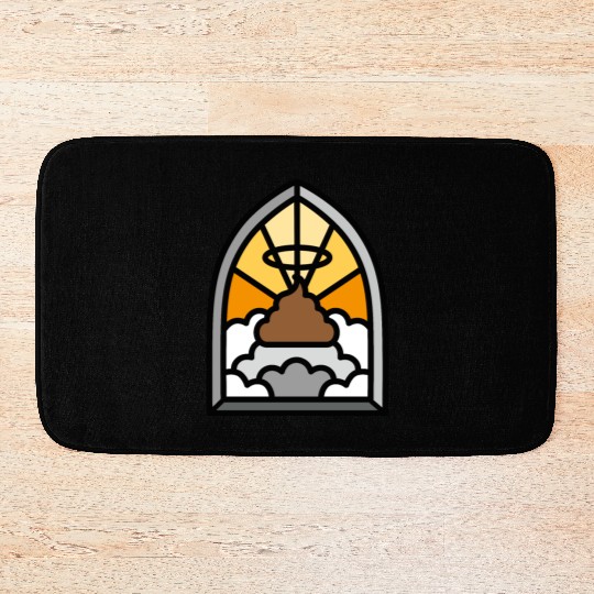 Holy Shit stained glass Church poop Holy crap poo Bath Mats