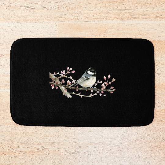 Swamp Tit on A Twig - Garden Birds In Spring Bath Mats