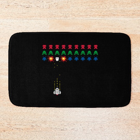 Space Invader 8 bits old school game Bath Mats
