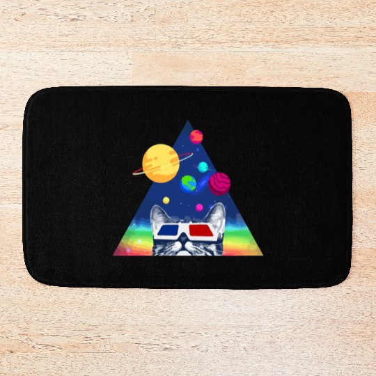 3D Space Cat Bath Mats