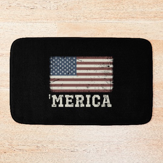 Merica Vintage Usa Flag Bath Mats