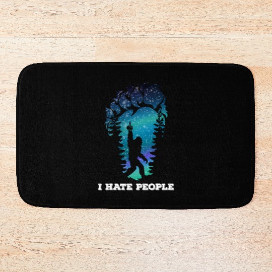 Bigfoot Middle Finger I Hate People Sasquatch Bath Mats