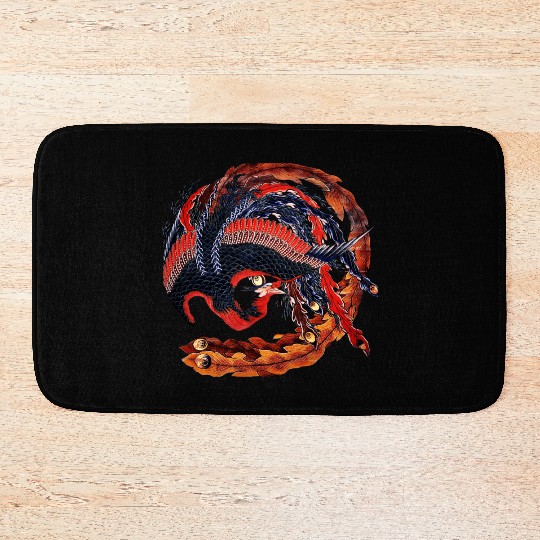 Phoenix that glares in all directions by Hokusai Bath Mats