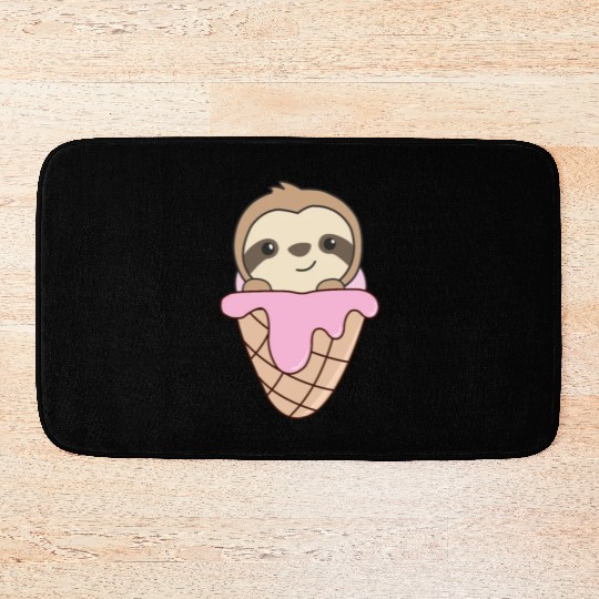 Sloth Pink Ice Cream Waffle Cute Animals For Kids Bath Mats