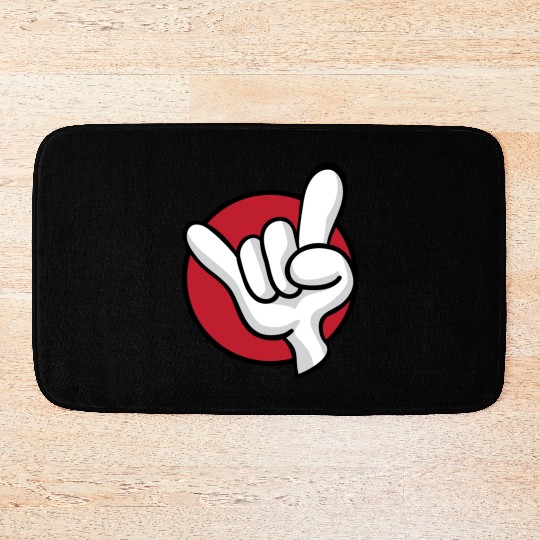 Rock On Heavy Metal Hard Rock Hand Sign Cartoon Bath Mats