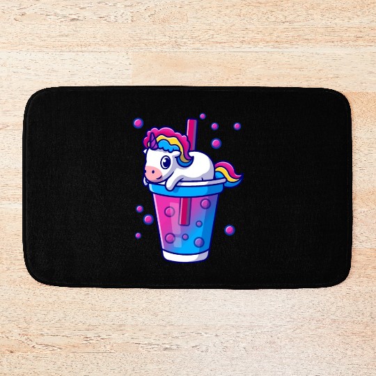 Boba Tea Bubble Tea Cute Kawaii Unicorn Bisexual Bath Mats