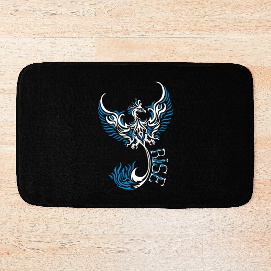PHOENIX Tattoo/Tribal art - White and Blue,, Bath Mats