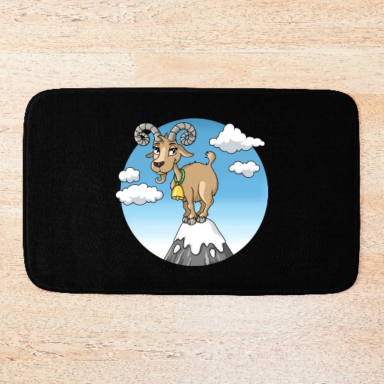 Mountain goat peaks with snow cartoon Bath Mats