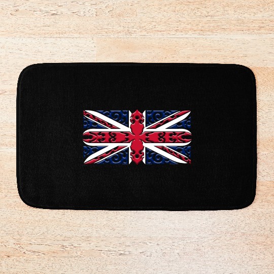 Union Jack British Flag Ornamental Style Bath Mats