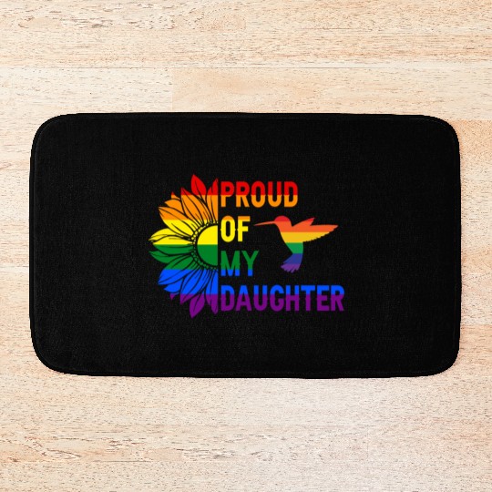 Proud of My Daughter Gay Pride Rainbow Sunflower Bath Mats