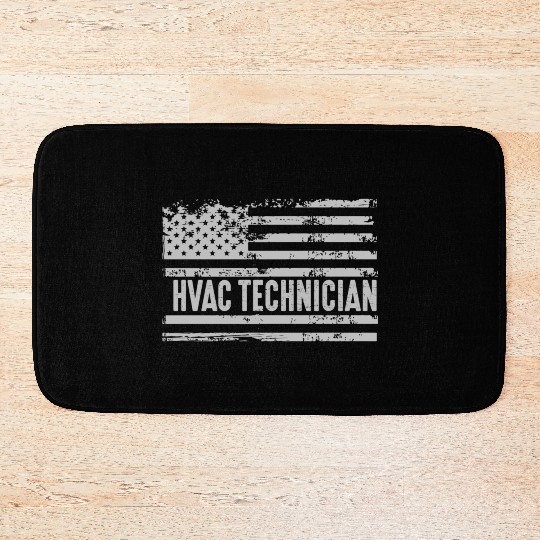 American Hvac Technician United States Flag birthd Bath Mats