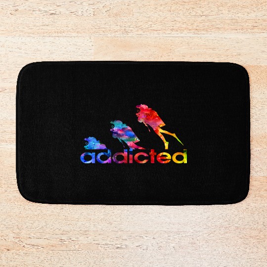 Scuba diving addicted watercolor Bath Mats