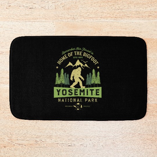 Yosemite National Park California Bigfoot Vintage Bath Mats