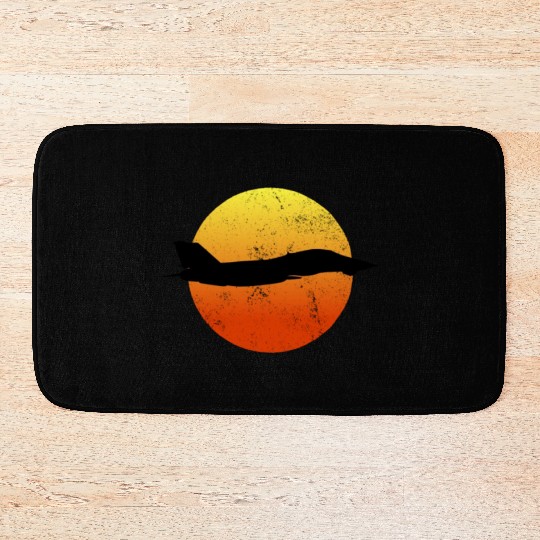 F-14 Tomcat Silhouette Retro Sunset Military F14 Bath Mats