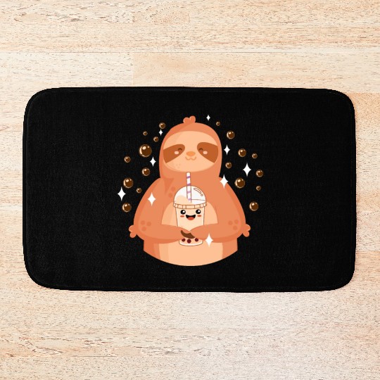Boba Tea Kawaii Sloth Drinking Bath Mats