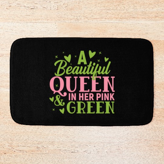 A Beautiful Queen in her Pink and Green | HBCU AKA Bath Mats