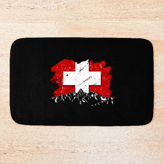 Switzerland Flag Zurich Bern Alps Swiss German Bath Mats