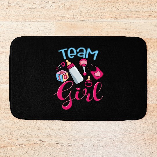Cute Team Girl, Gender Reveal, It's A Baby Girl Bath Mats