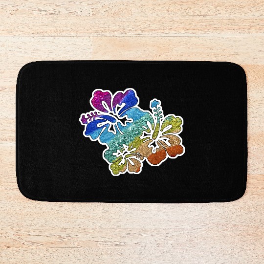 hibiscus glitter Flower Bath Mats
