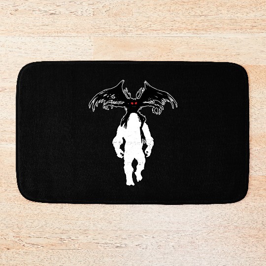 Bigfoot Riding Mothman - Funny Sasquatch Myth Bath Mats
