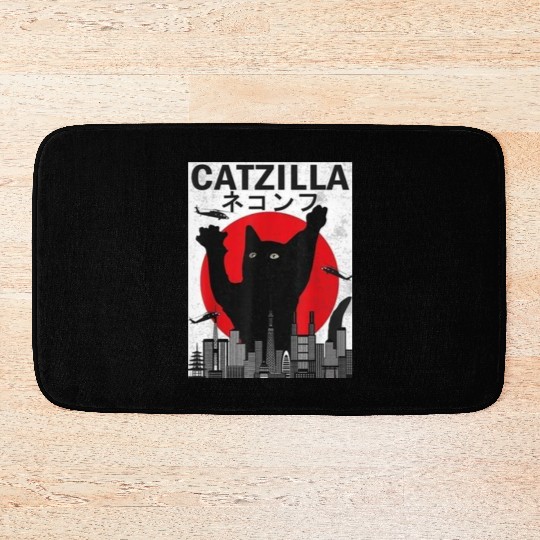 Vintage Catzilla Japanese Sunset Style Bath Mats